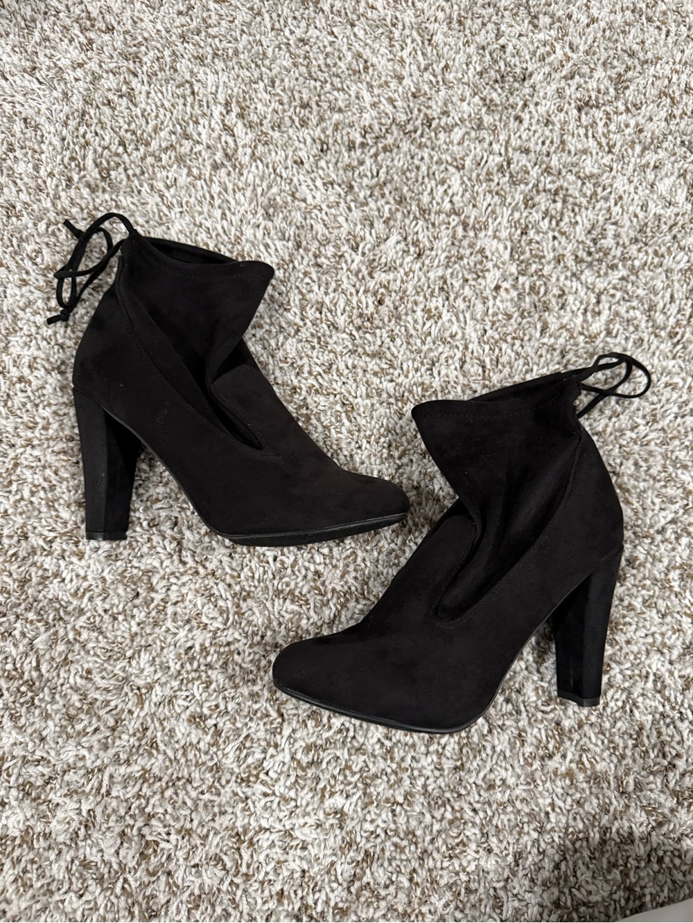 Black Suede High Heel Ankle Boots Dress Booties